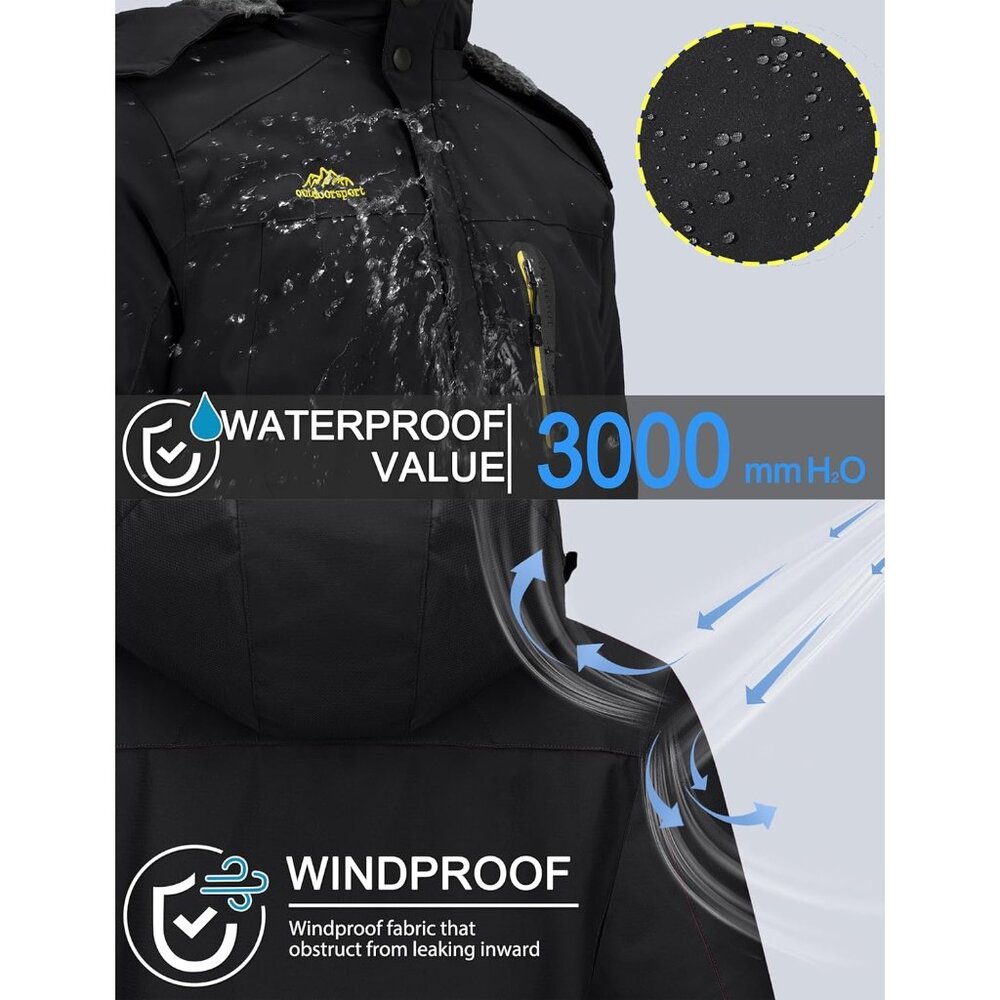 🆕Tacvasen Men's Black Waterproof Fleece Liner Windproof Warm Snow Ski Jacket - Picture 2 of 6